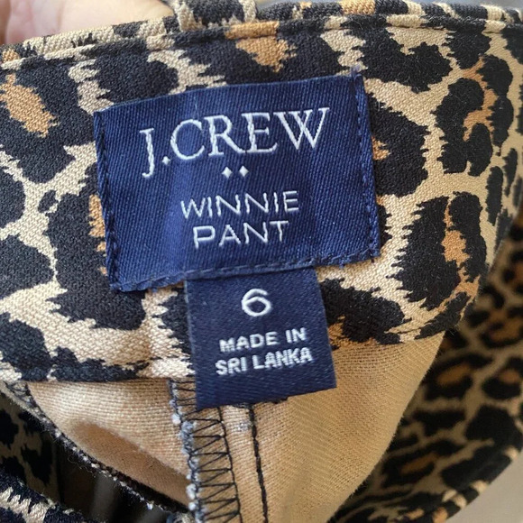 J. Crew Leopard Mid-Rise Straight Trouser winnie Paint Animal Print Sz 6 - Picture 5 of 6